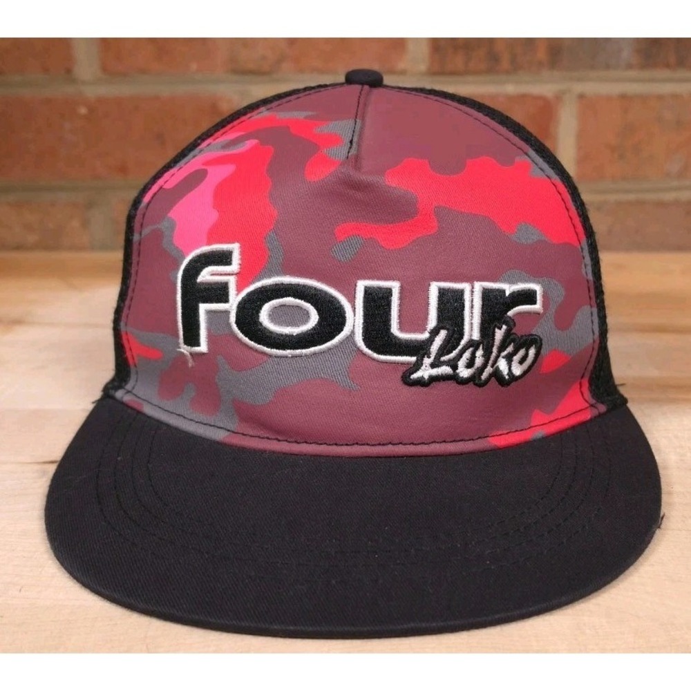 Four Loko Black Camo Snapback Trucker Hat Cap Adjustable